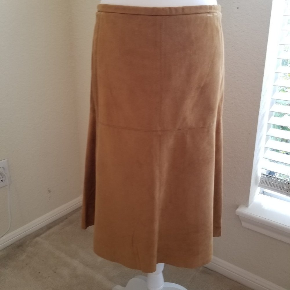 New BCBG Mid Calf Leather Skirt - Tan